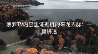菠萝TV内容里证据链的来龙去脉：一篇讲透