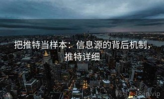 把推特当样本：信息源的背后机制，推特详细