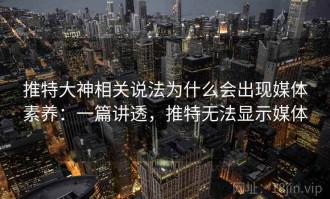 推特大神相关说法为什么会出现媒体素养：一篇讲透，推特无法显示媒体