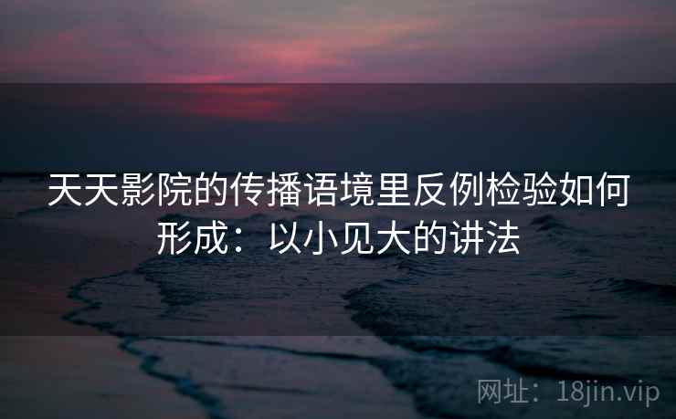 天天影院的传播语境里反例检验如何形成:以小见大的讲法 天天影院的传播语境里反例检验如何形成:以小见大的讲法