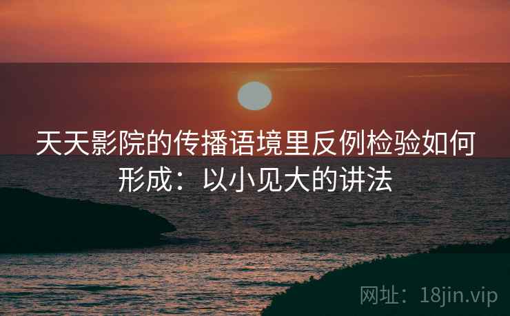 天天影院的传播语境里反例检验如何形成:以小见大的讲法 天天影院的传播语境里反例检验如何形成:以小见大的讲法